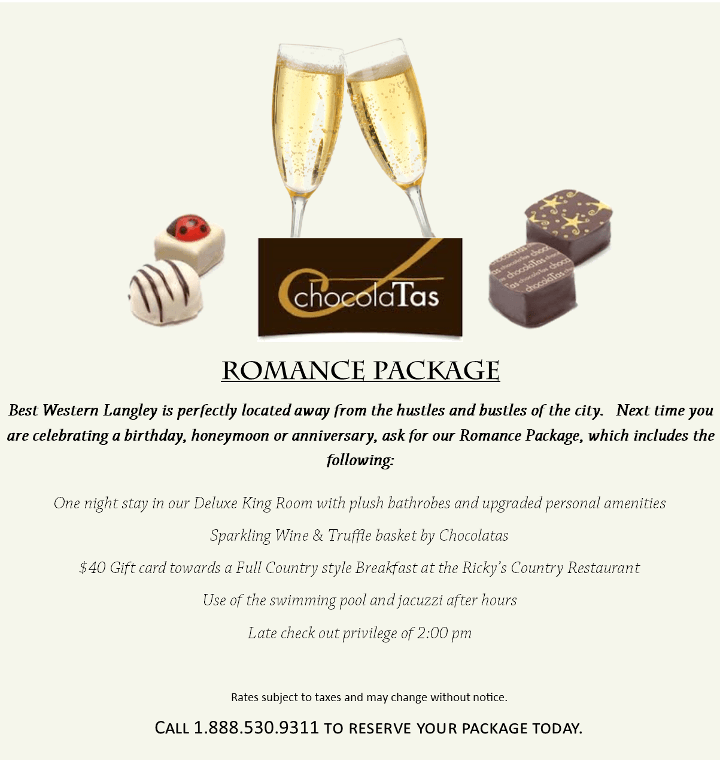 Best Western Langley Romance package for couples deal